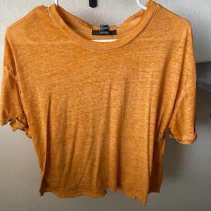 Forever 21 Dark Yellow Crop Top Short Sleeve T-Shirt (Large)